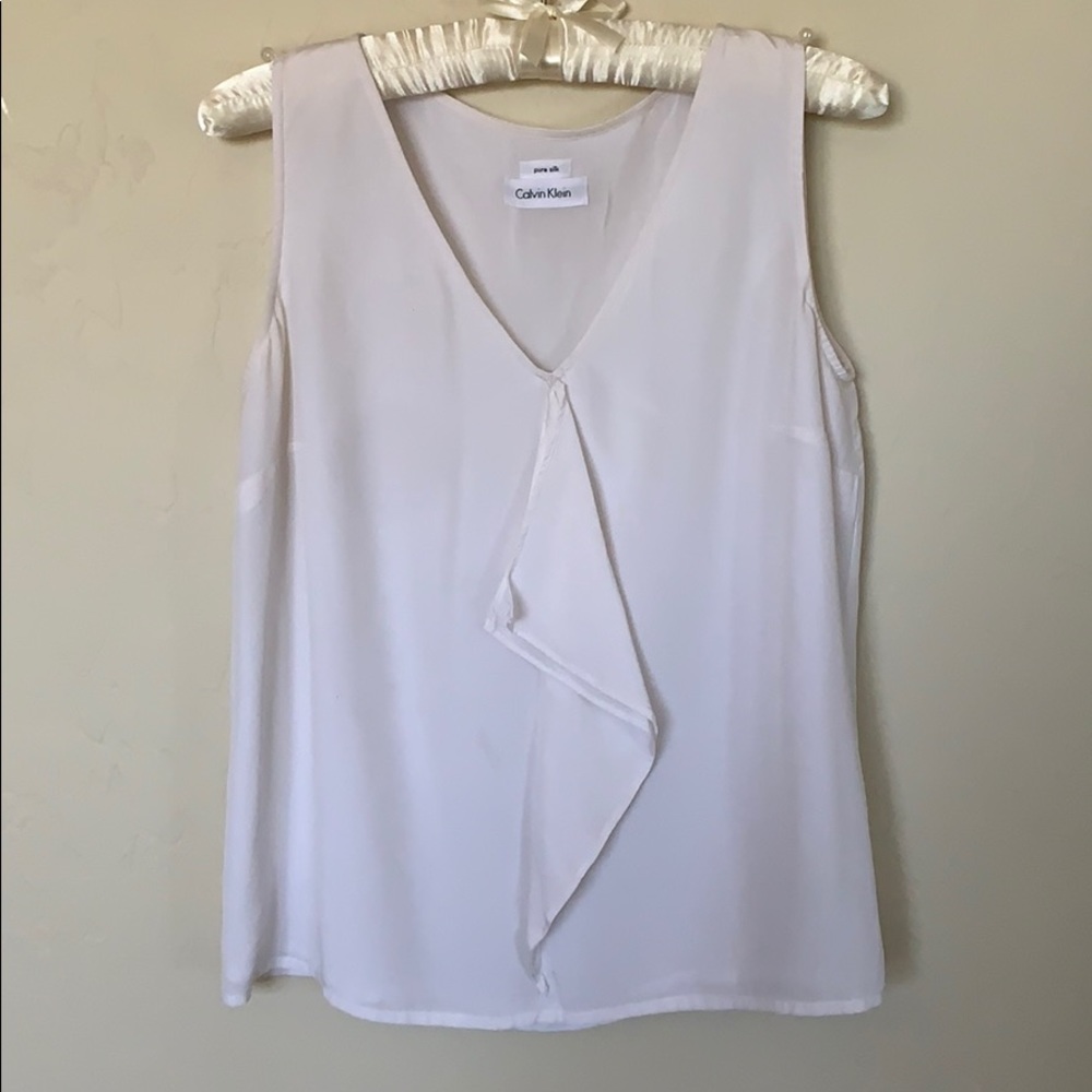 Calvin Klein cream silk shell top